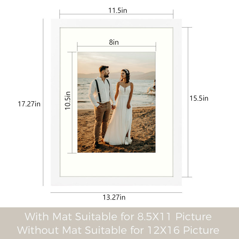 Ensemble de cadres muraux avec plexiglas Dreketi, Blanc, 12 po x 16 po emmêlé à 8,5 po x 11 po