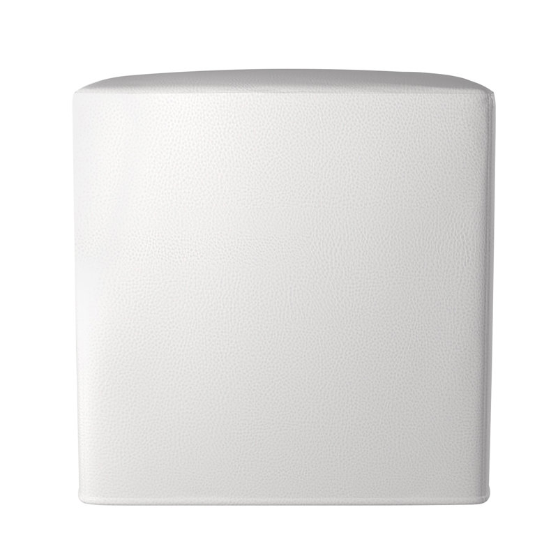 Contreras Faux Leather Ottoman, White Faux Leather