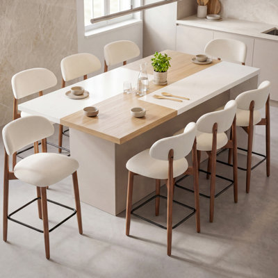 Chaise rembourrée en bois massif avec tabouret