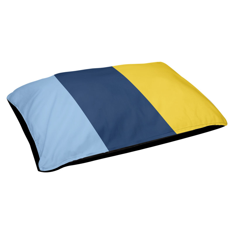 Coussin rectangulaire designer Tampa Bay, Moyen (L 30 po x l 40 po), Bleu clair/bleu marine/jaune