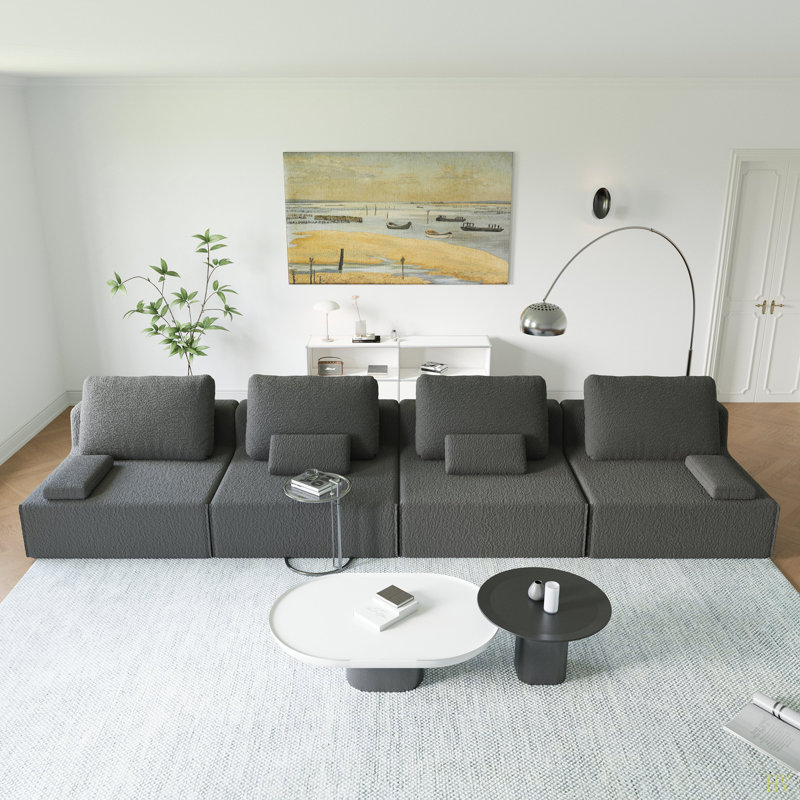 Canapé modulaire surdimensionné surdimensionné, ensemble de canapé de plancher Boucle de luxe, canapé convertible compressé, canapé spacieux rempli de mousse pour le salon, combinaison libre