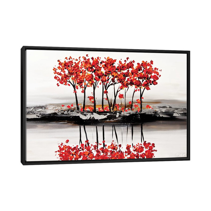 « red fleur », impression sur toile, H 18 po x l 26 po x P 1,5 po, Toile avec cadre noir