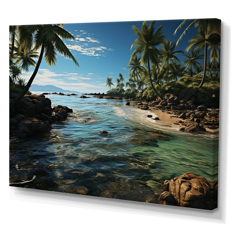 «Amandy Beach Palm Oasis», reproduction sur toile, Toile tendue, 34" H x 44" W
