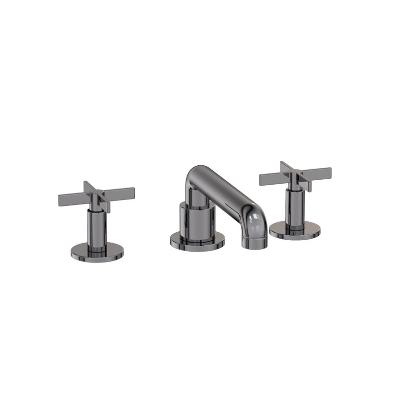 Tolmin Widespread Bathroom Faucet with Drain Assembly, Midnight Chrome