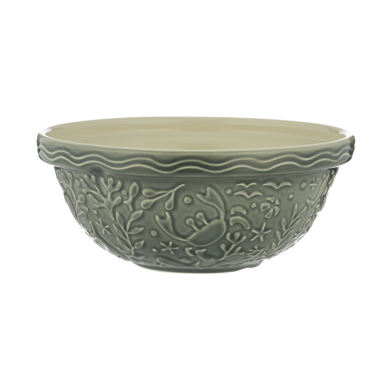 Nautical Gray Ceramic Mixing Bowl with Embossed Design