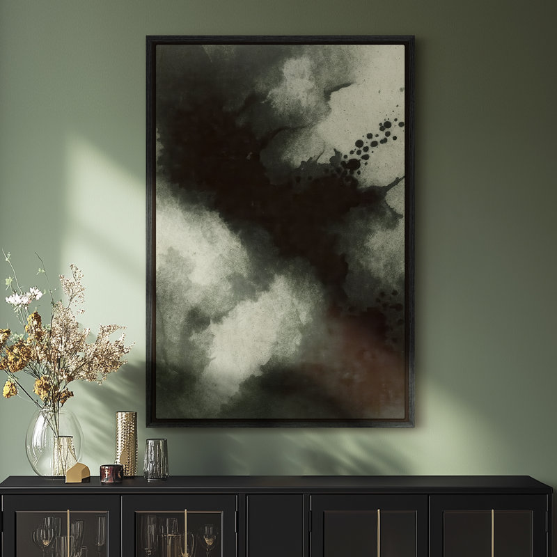 Art mural encadré, impressions murales abstraites à l'encre noire et blanche pour chambre à coucher - 16 po x 24 po, 24 po