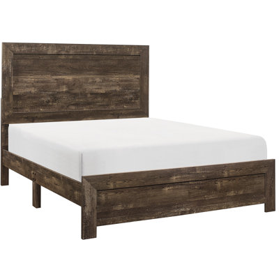 Wooden Bedroom Furniture - Rustic Brown Queen Size Bed With Headboard Finish Headboard, And Rails