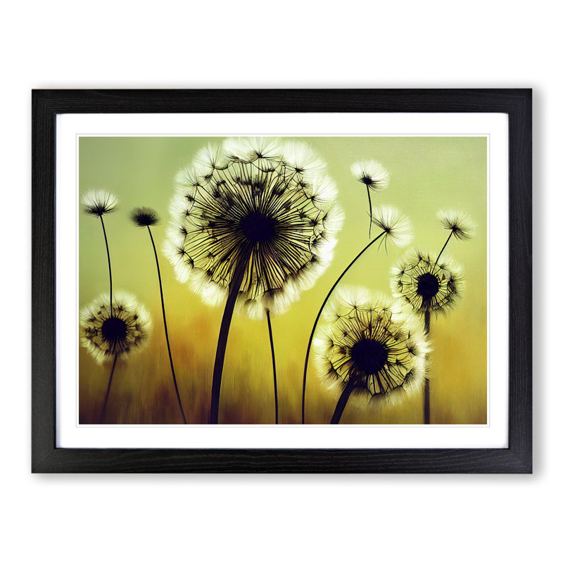 XH1022-8861X Terrific Dandelion Flowers 1 Piece Single Picture Frame Wall Art, 46cm H x 64cm W x 2cm D, Black Framed