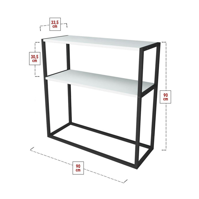 Aigar 90cm Console Table, White/Black