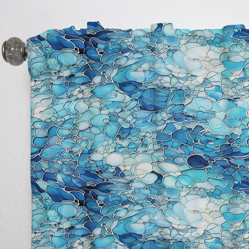 Océan bleu mosaïque turquoise I - Rideau tropical - Velours obscurcissant - 1 panneau, L 52 po x L 120 po