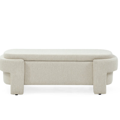 Beige Linen Upholstered Bench With Versatile Storage Solutions - Bedroom Fabric In Enhances Living Room Style