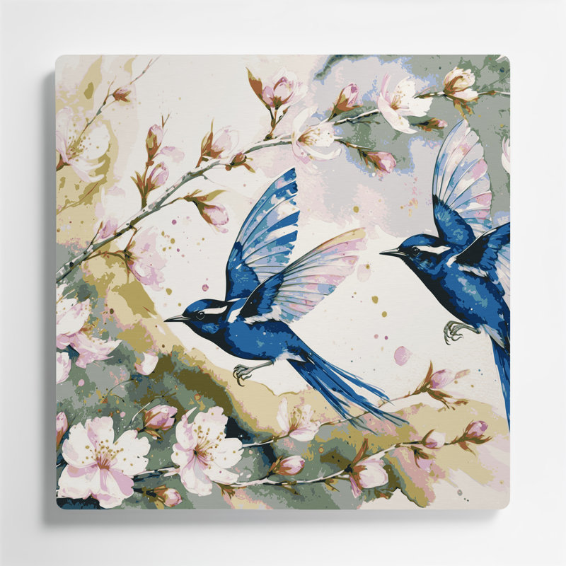 Oiseaux, superbe art mural en métal beige fée, H 12 po x l 12 po