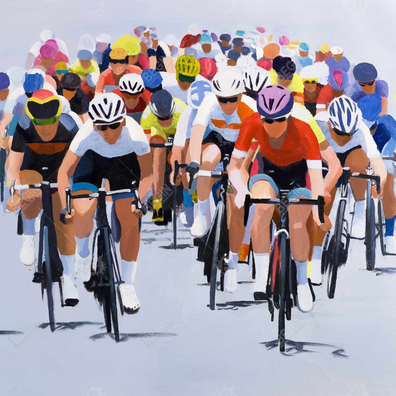 "Concours de cyclisme" sur toile, H 36 po x l 36 po