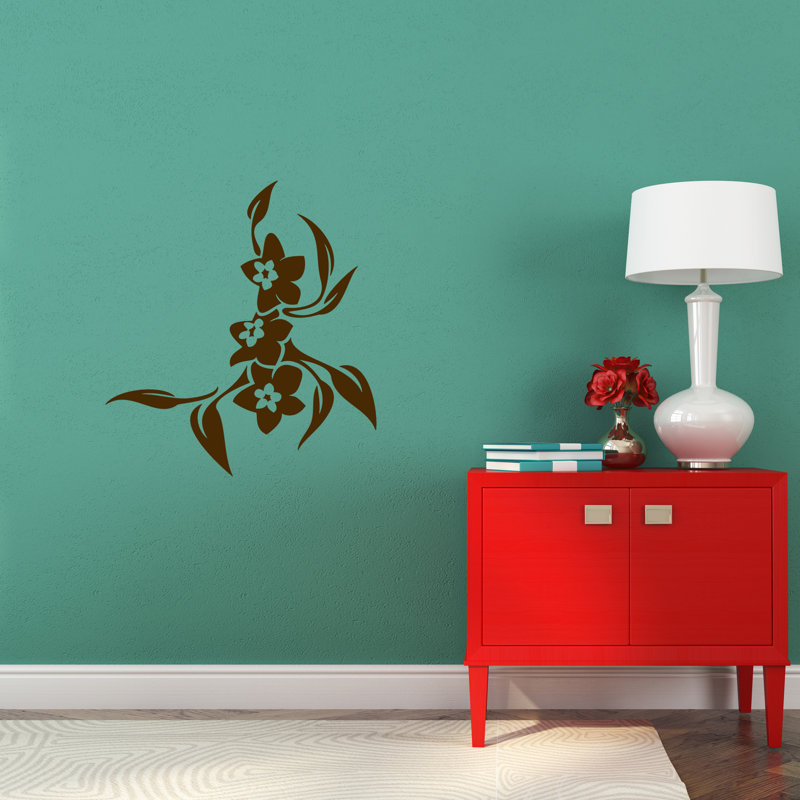 Adhésif décoratif fleurs Galusha, Brun chocolat