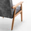 Fauteuil de style Mid-Century moderne de 24,97 po de largeur, accoudoirs en bois massif gris, facile à assembler et à nettoyer, siège en mousse confortable, fauteuil en microfibre élégant, attrayant, confortable et élégant-715264069