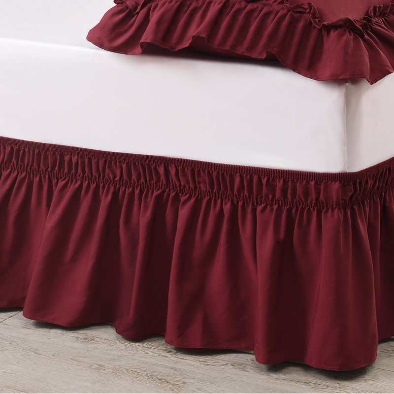 Ruffled Wrap Around Bed Skirt, Burgundy