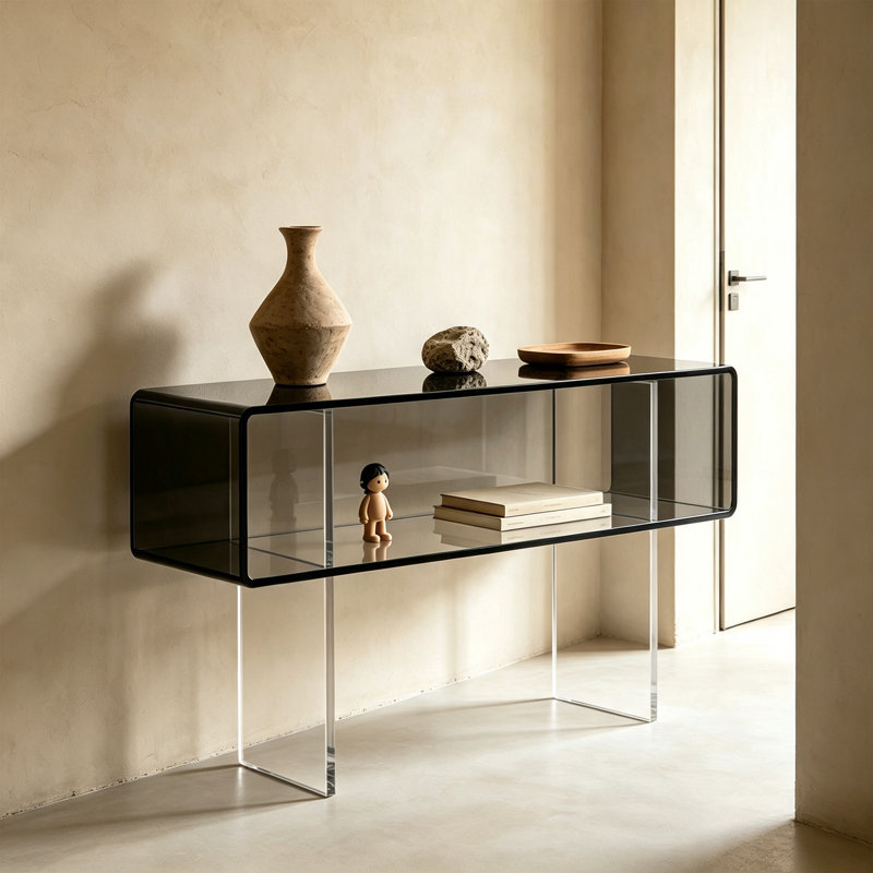 Console de rangement moderne en acrylique, H 29,53 po x l 47,24 po x P 11,81 po