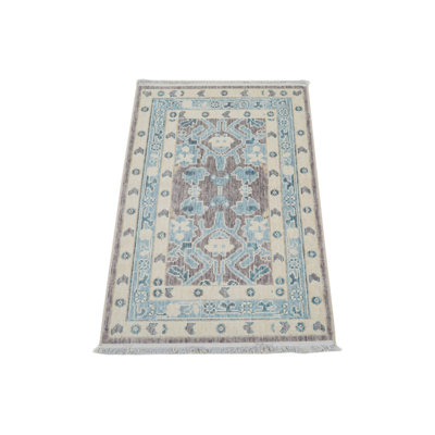 2x3 Purple and Ivory Turkish Traditional Rug