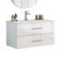 Meuble-lavabo mural blanc brillant 36 po avec lavabo, double tiroir, lavabo en céramique, poignée dorée et installation facile-1243140927