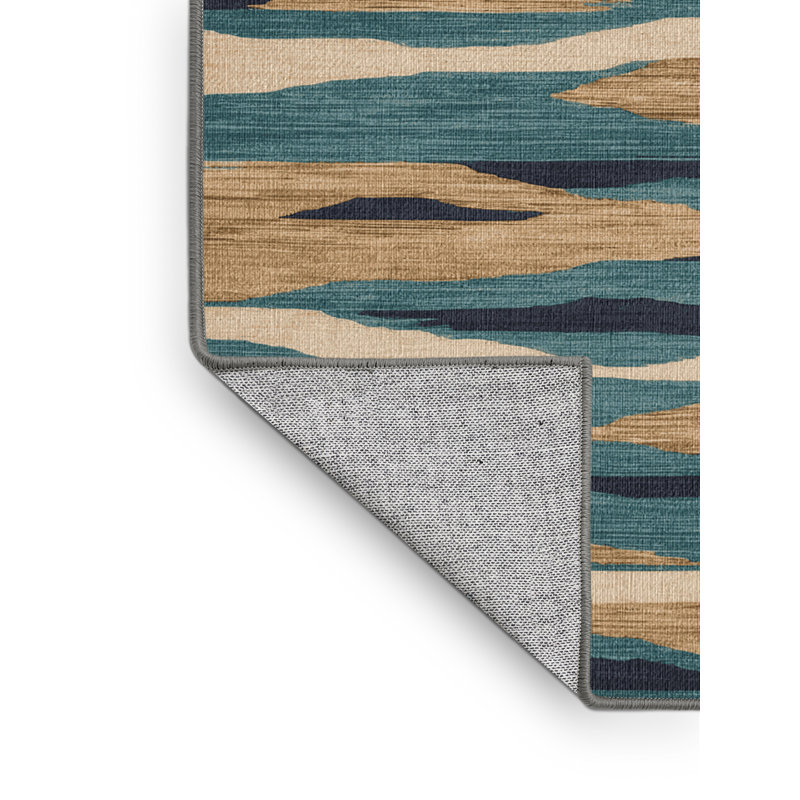 Washable Abstract Islands Hawaiian Area Rug, Round 3'