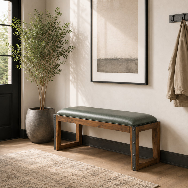 Brooklyn Walk Vinyl Dining Accent Bench - Burnt Umber