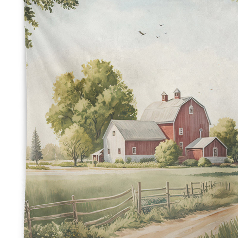 Beautiful Barn In Spring VII Polyester Tapestry, 50" H x 60" W