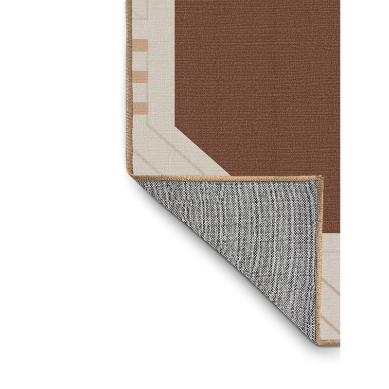 Tapis à motif géométrique Wynsum lavable à la machine - brun clair, 2 pi x 3 pi