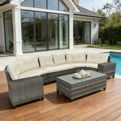 8-pieces Outdoor Wicker Round Sofa Set
