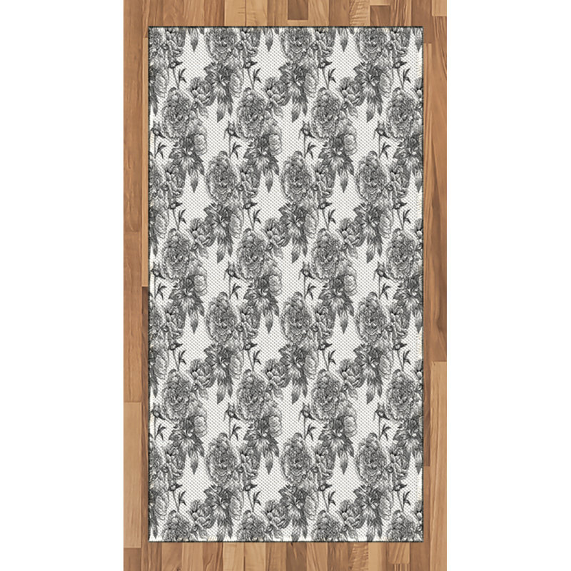Floral High Density Long Fiber Poly Threads Decorative Area Rug Carpet, Rectangle 2'7" x 5'