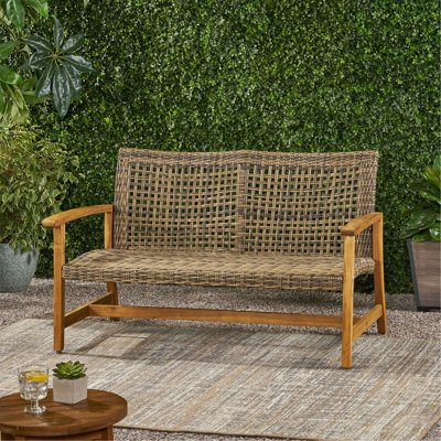 Causeuse en bois et osier Hampton