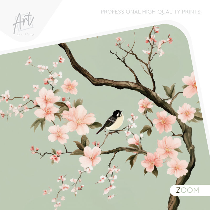 Adhésif décoratif cerisier en fleurs, non-mural, H 85 po x l 48 po