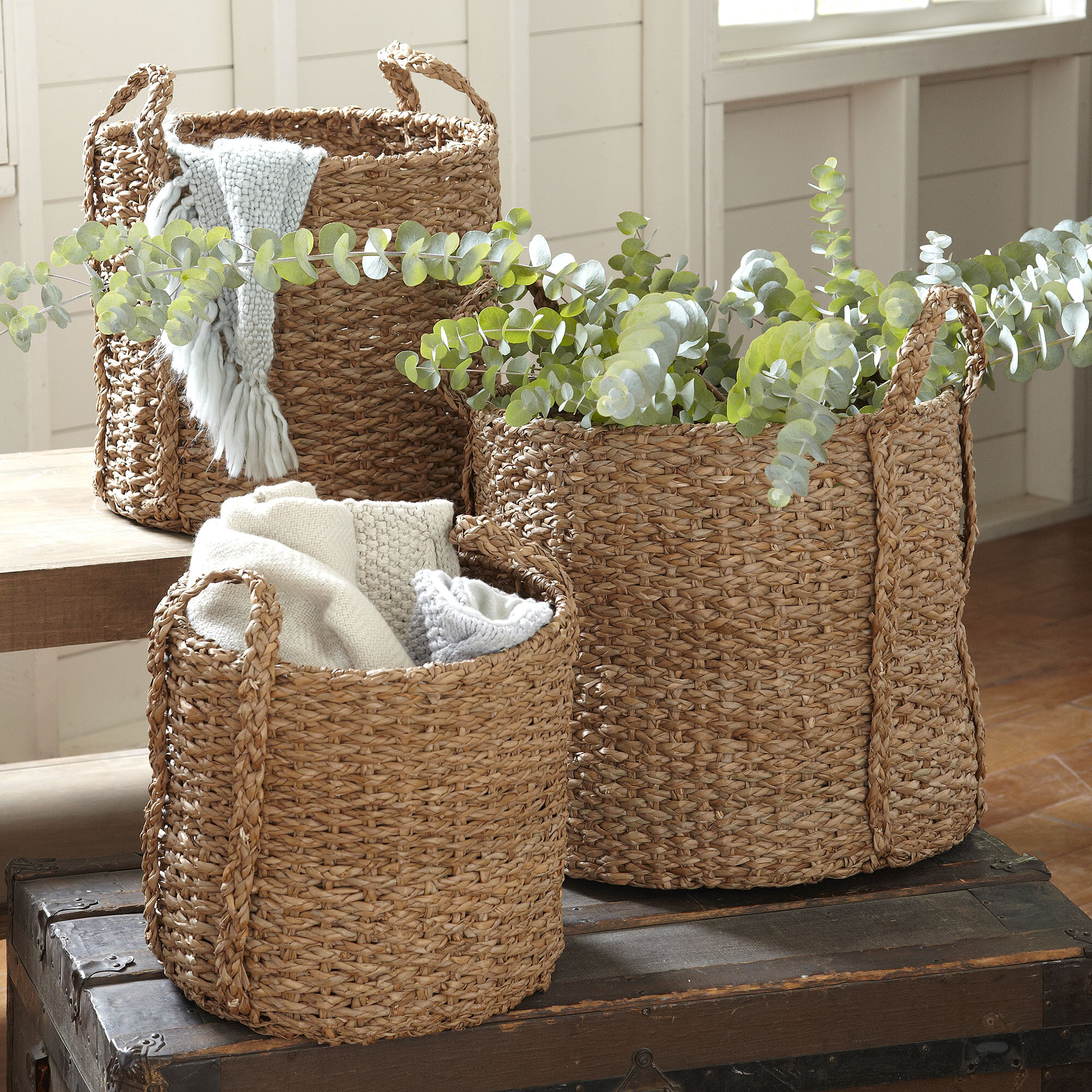 Rattan Basket Set Three Posts