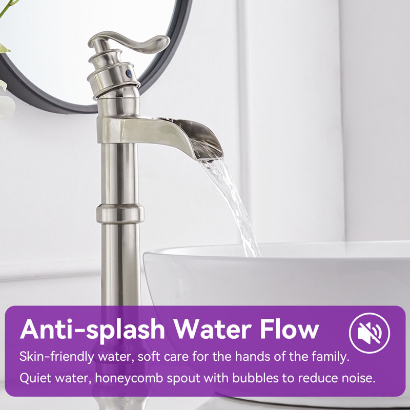 Brushed Nickel Single Handle Waterfall Vessel Sink Faucet