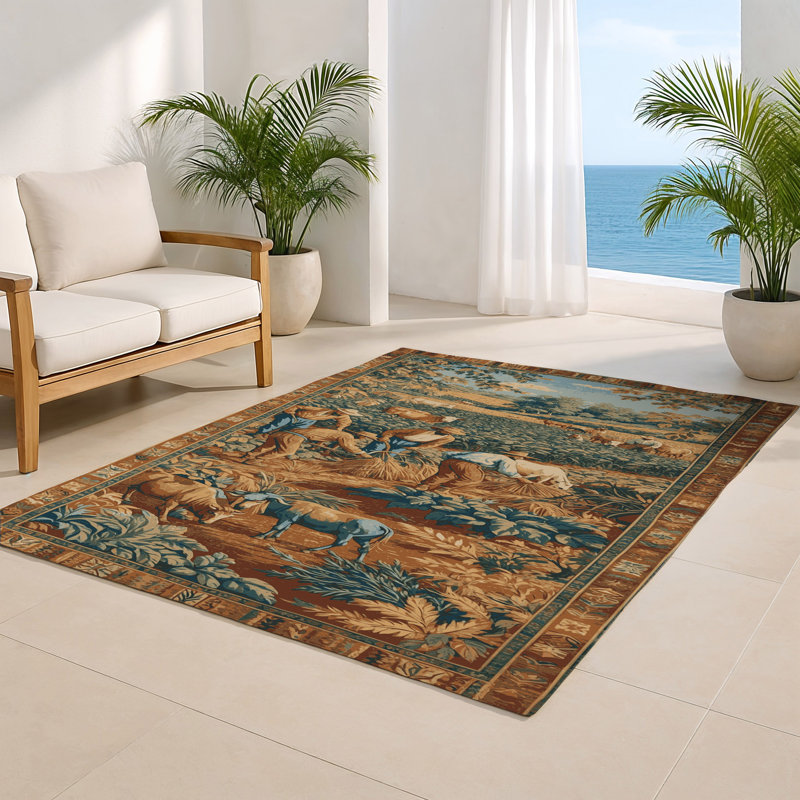 Turkish Brown Indoor and Outdoor Area Rug, Rectangle 8' x 10'