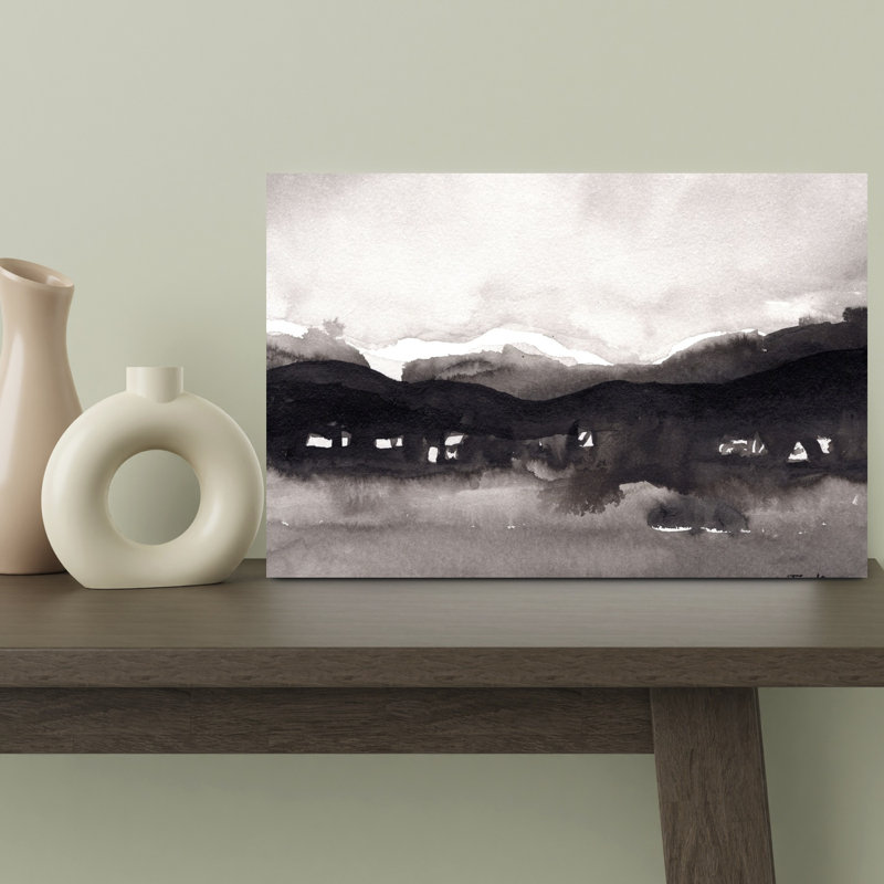 Contemporary Art Abstract Contemporary Landscape Mountain Wall Art 1 Piece Wrapped Canvas Wall Art, 30.48 cm H x 45.72 cm W