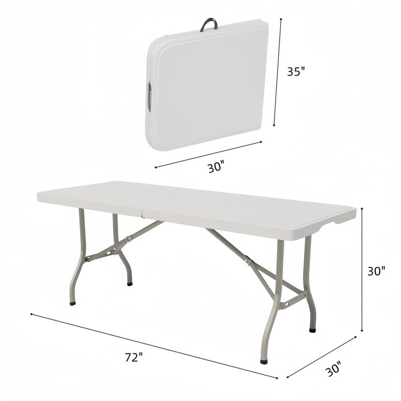 6 ft. Plastic Folding Table with Handle, Heavy-Duty Portable Utility Table