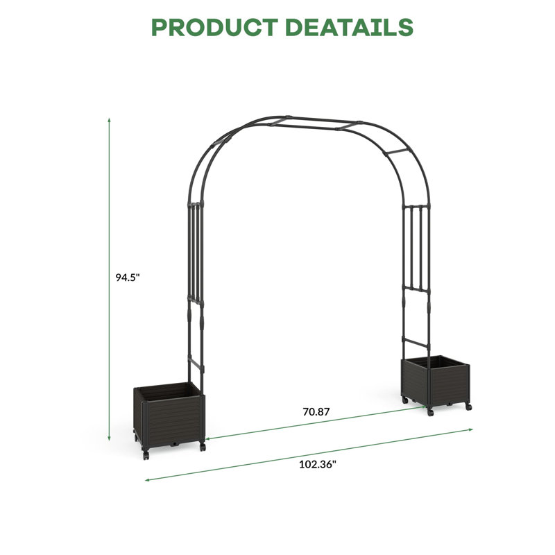Lit de jardin surélevé avec arche en treillis - Boîte à fleurs surélevée pour fleurs et vignes | Structure en métal antirouille, assemblage facile | pour mariage Garden Party, jardinage, support d'escalade pour patio