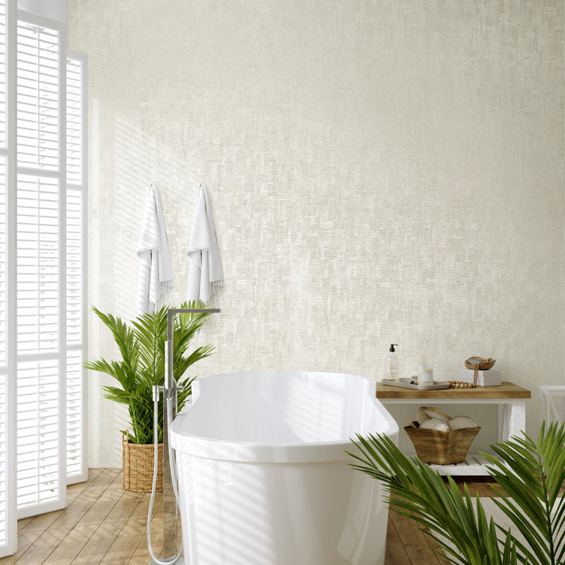 Precious Collection Metallic Jacquard Wallpaper Roll, Cream