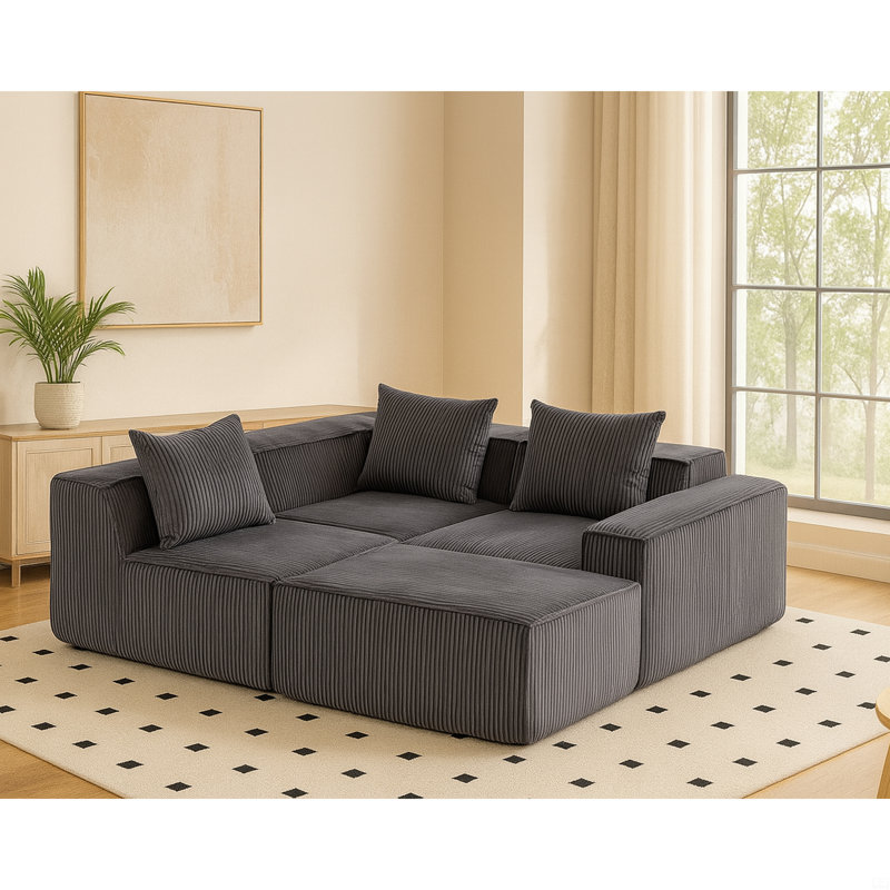 Canapé modulaire à compression, Brun