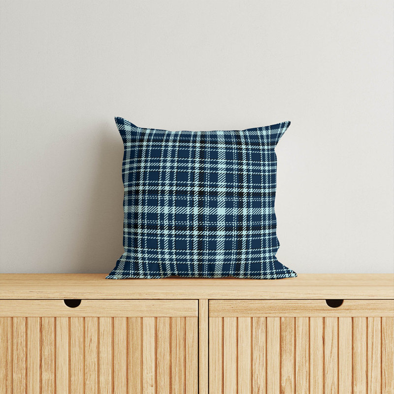 Coussin Rocky Tartan, H 20 po x l 20 po, Marine