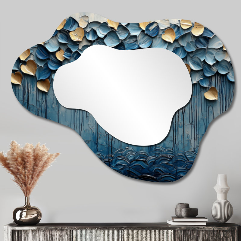Mosaic Of Waves Coastal Horizon I - Coastal Cloud Decorative Wall Mirror, Nautical Vanity Mirror, Printed on Metal, 27" x 35"