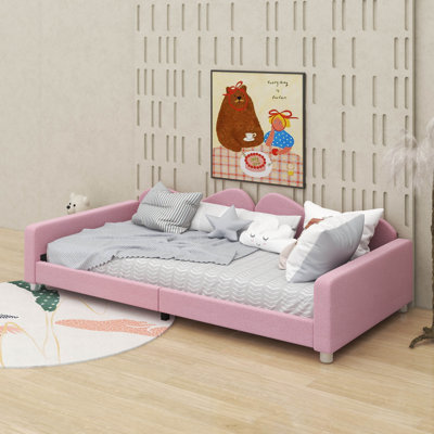 Upholstered Sherpa Fabric Bed With Cloud-Shaped Backrest by Lark Manor