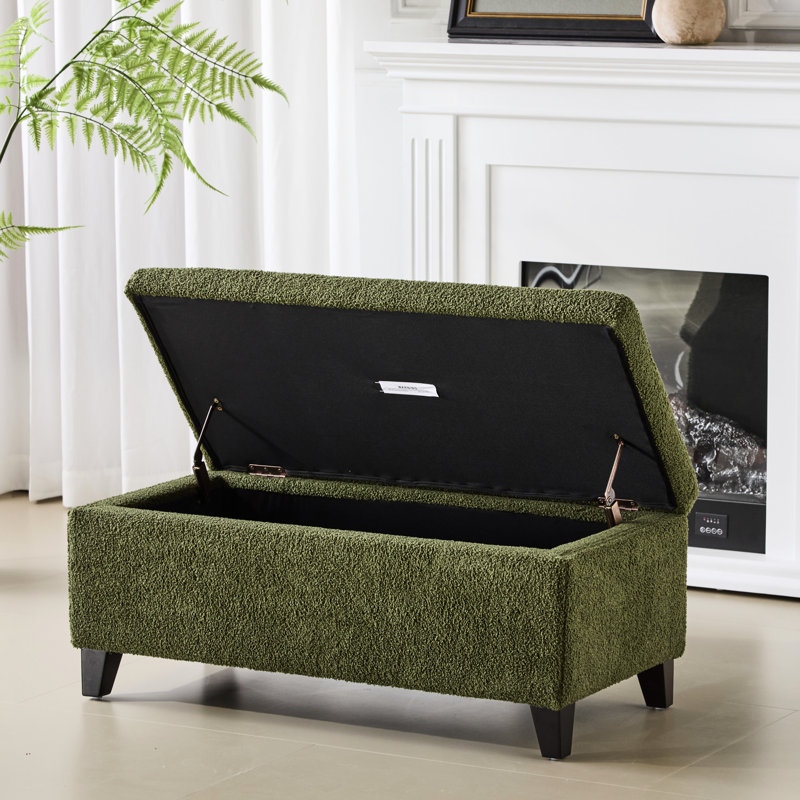 Storage Ottoman with Flip-Top Lid, Green