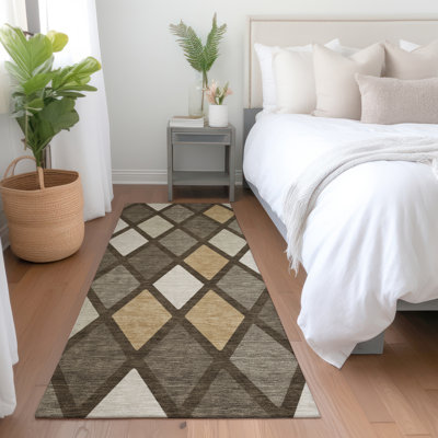 Tapis brun Prisco lavable à la machine de qualité supérieure