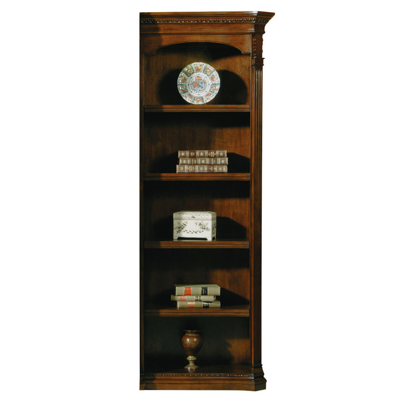 Old World Walnut Burl Tall Adjustable Wood Bookcase