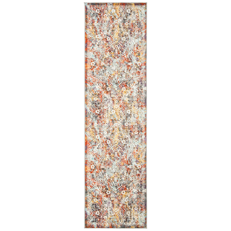 Felty Light Gray/Light Blue Rug, Runner 2'3" x 8'