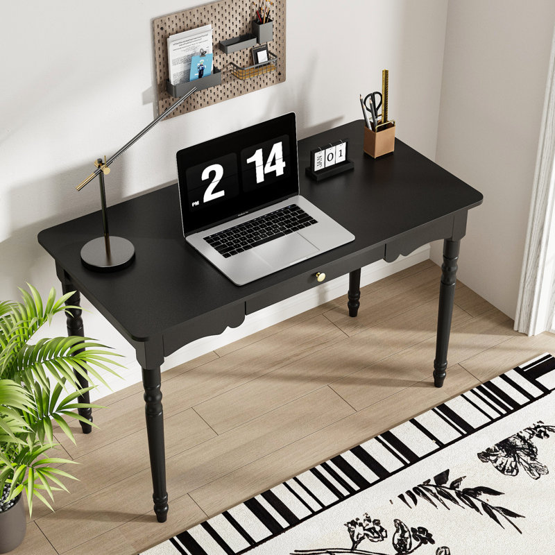 Modern Black Computer Writing Desk With 1 Drawer For Home Office