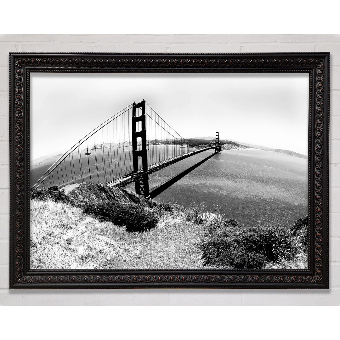 San Francisco Bridge B N W Across The Waters - Einzelne Bilderrahmen Kunstdrucke