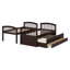 Lit superposé simple au-dessus de simple en bois massif avec lit gigogne, 3 tiroirs et échelle intégrée-245357493