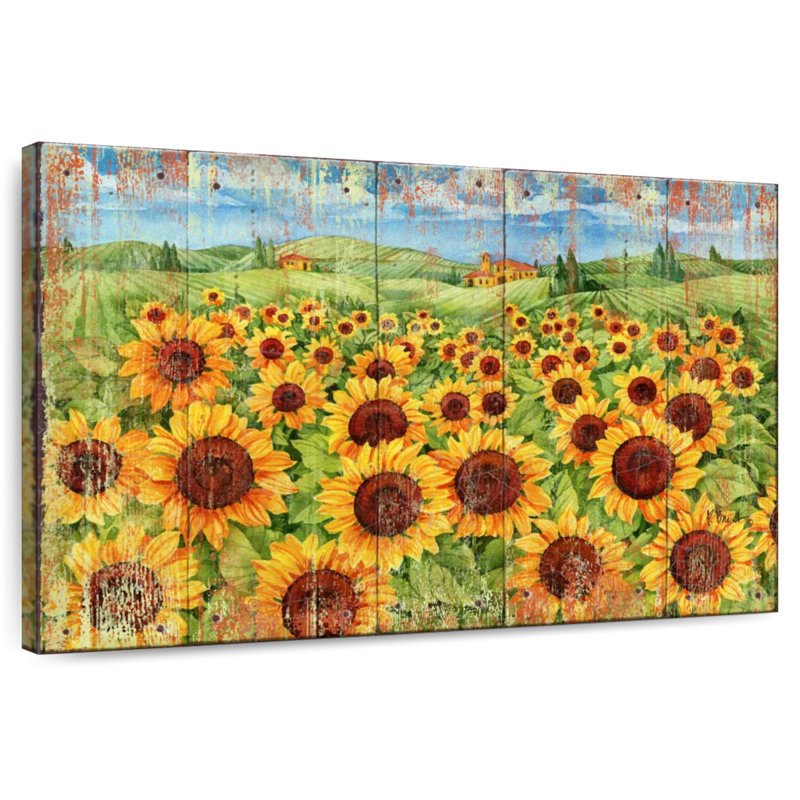 Champ de tournesols Alvord vieilli, H 8 po x l 12 po